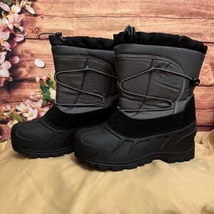Itasca Insulated Waterproof Canvas & Rubber Snow Boots Grey & Black, Boys Sz6